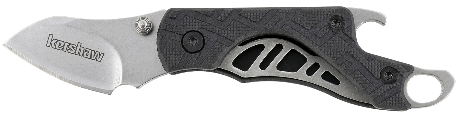 Kershaw 1025X Cinder 1.40″ Folding Drop Point Plain Stonewashed 3Cr13MoV SS Blade Black Glass-Filled Nylon Handle Includes Key Ring