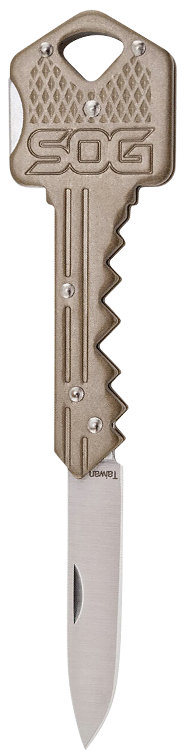 S.O.G SOG-KEY102-C Key 1.50″ Folding Plain Drop Point Satin 5Cr13MoV SS Blade/ Brass Stainless Steel Handle