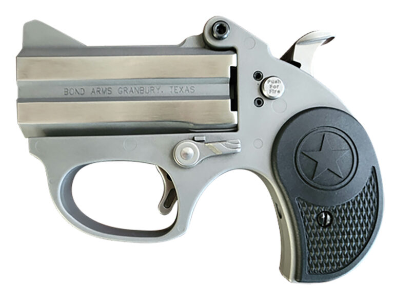 Bond Arms BASRS Stinger 380 ACP 2rd 2.5″ Matte Stainless Barrel, Anodized Frame, Blade Front/Fixed Rear Sights, Black Rubber Grip, Manual Safety
