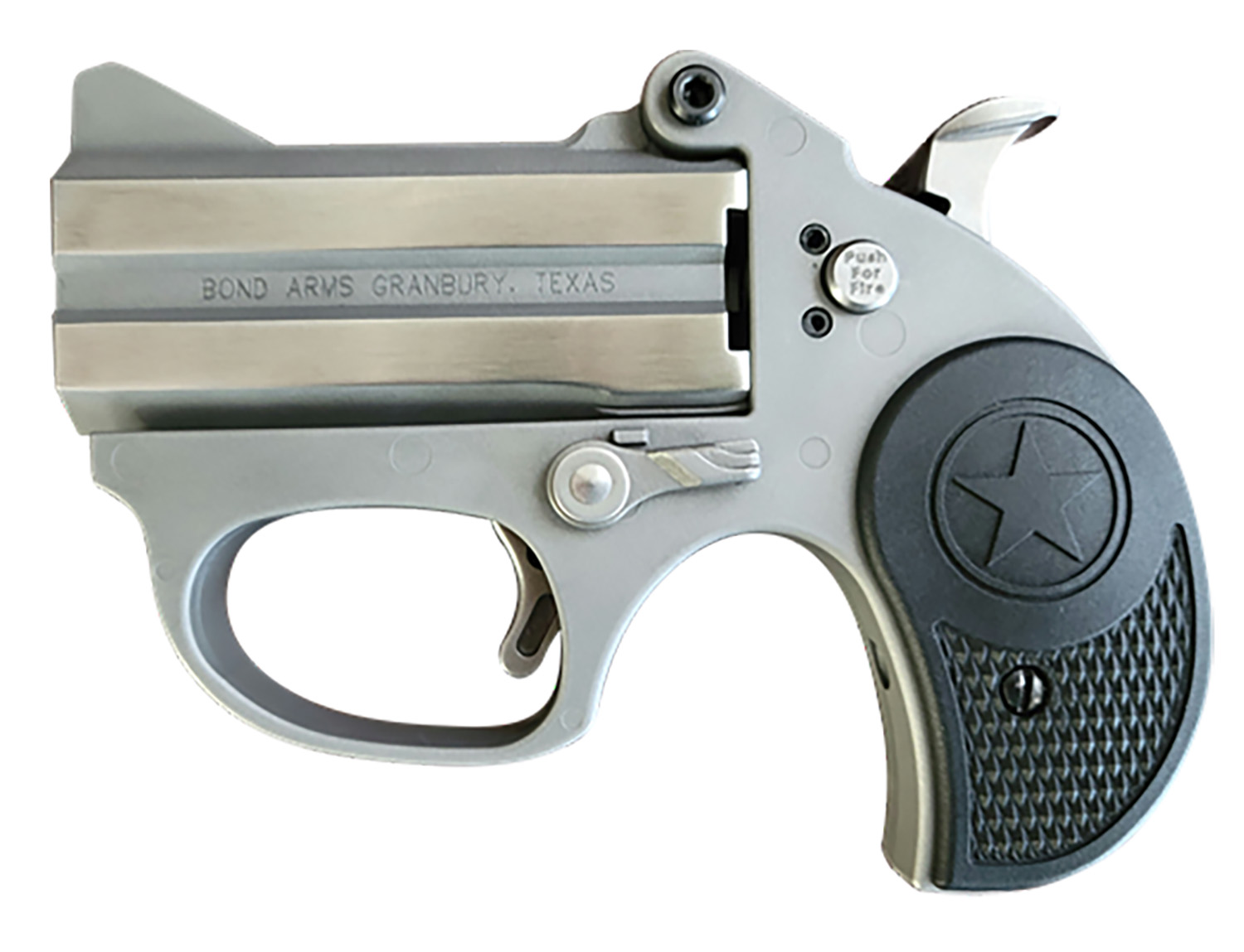 Bond Arms BASRS Stinger 380 ACP 2rd 2.5″ Matte Stainless Barrel, Anodized Frame, Blade Front/Fixed Rear Sights, Black Rubber Grip, Manual Safety