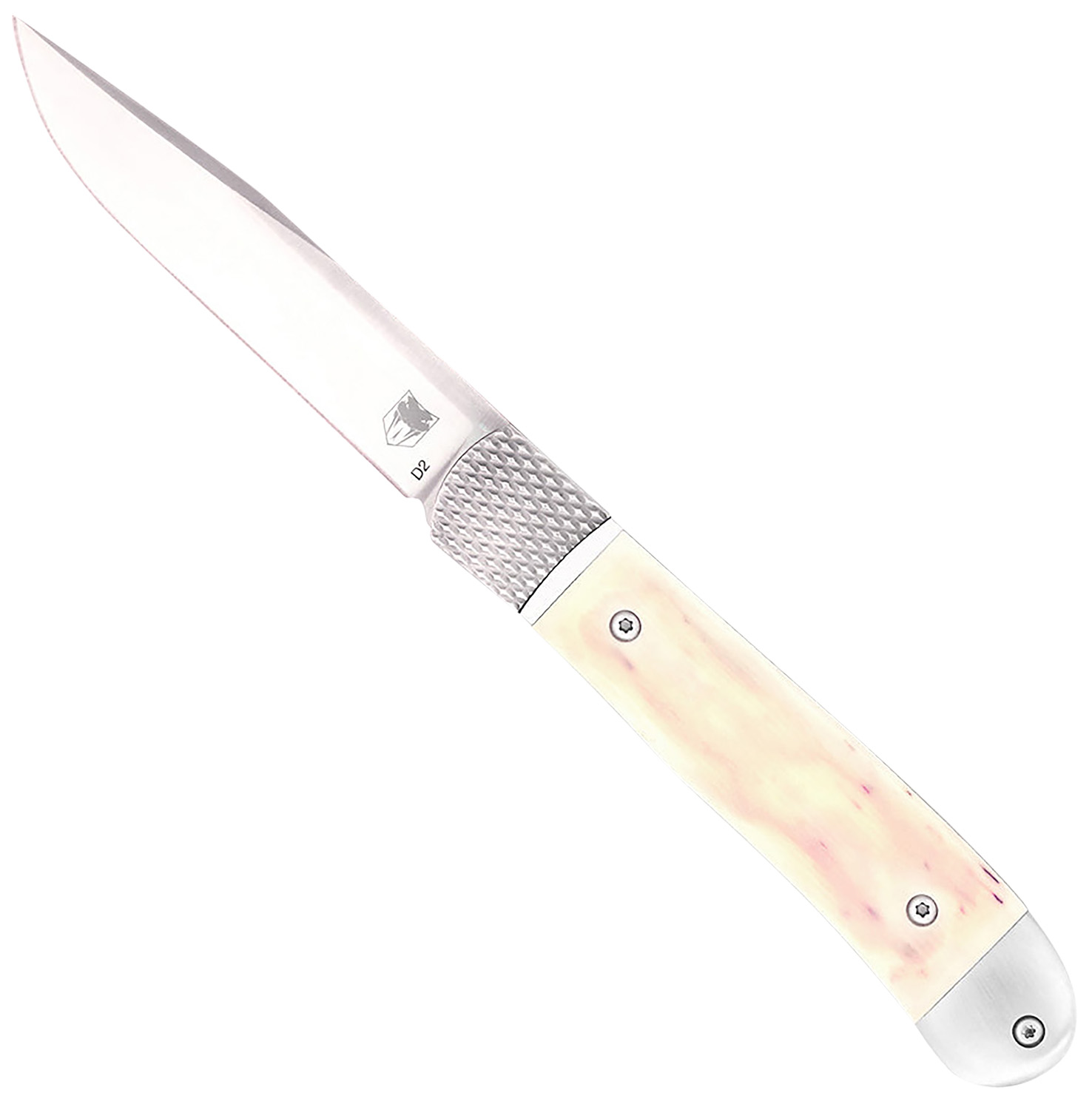 CobraTec Knives CTTHRWT Trapper Hidden Release 3.12″ OTF Drop Point Plain Satin D2 Steel Blade, 4.25″ White Bone Scales Handle