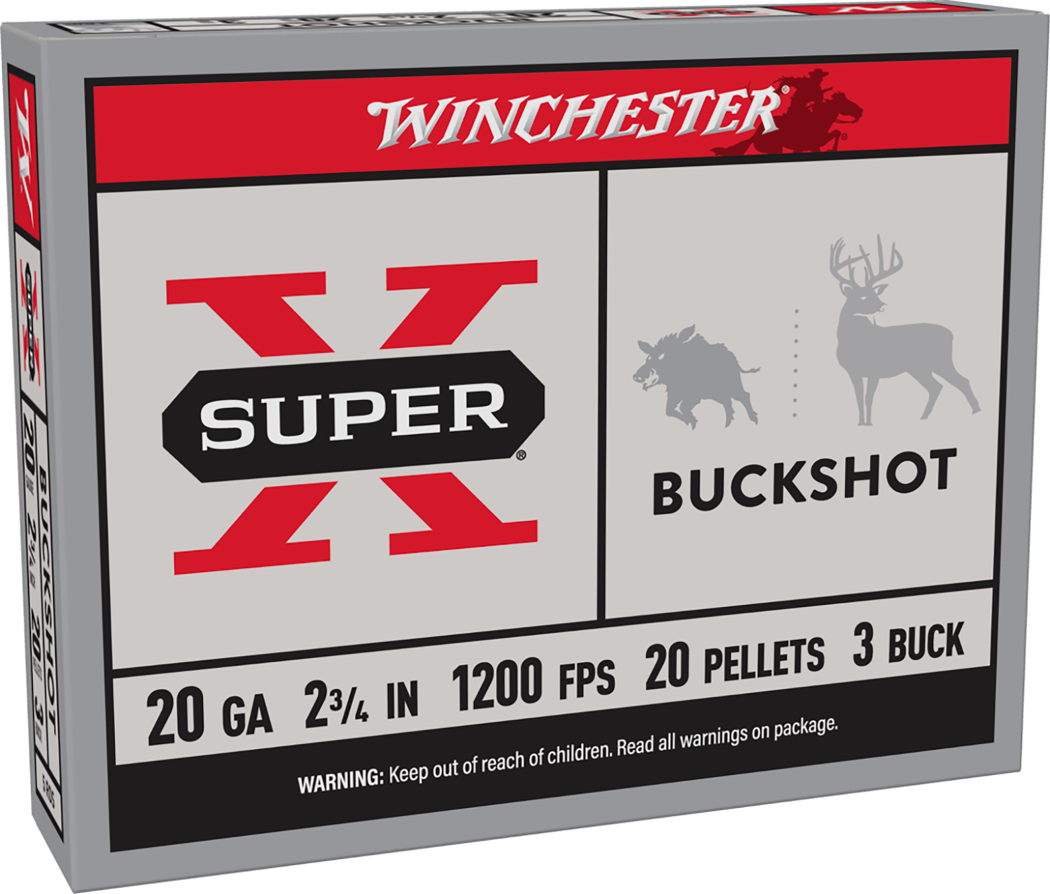 Winchester Ammo XB203 Super X 20Gauge 2.75″ 20Pellets 3Buck Shot 5 Per Box/50 Case