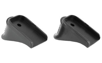 Two black handgun magazine base pads