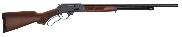 Henry H018G410 Side Gate Full Size 410 Bore Lever 2.50″ 6+1 24″ Blued Steel Barrel, Blued Drilled & Tapped Steel Receiver, Fixed American Walnut Wood Stock
