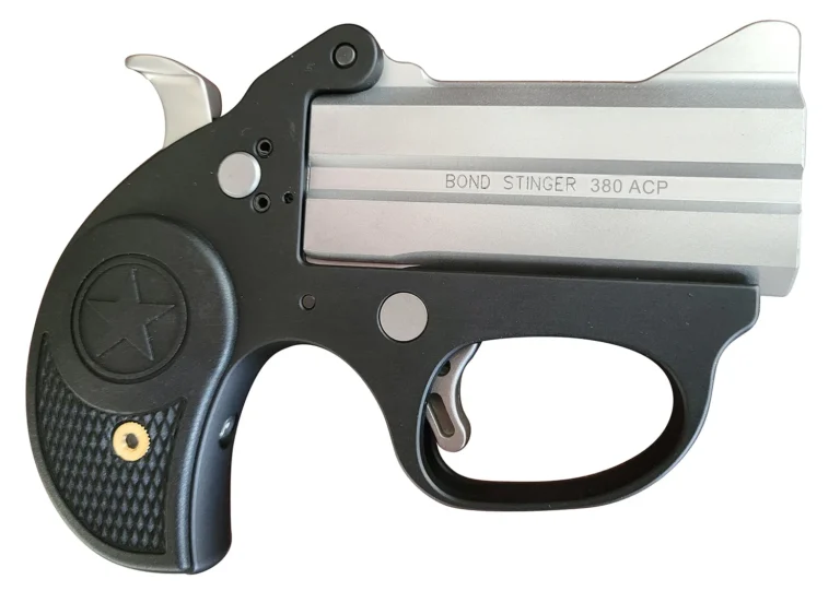 Bond Arms BASL Stinger 380 ACP 2rd 3″ Matte Stainless Steel Barrel, Anodized 7075-T6 Aluminum Frame, Rebounding Hammer, Blade Front/Fixed Rear Sights, Rubber