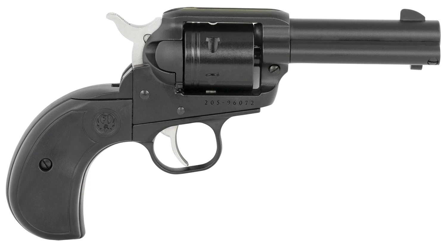 Ruger 2015 Wrangler 22 LR 6 Shot 3.75″ Black Cerakote Steel Barrel, Black Cerakote Aluminum Frame, Black Cerakote Cylinder, Black Birdshead Grip, Exposed Hammer