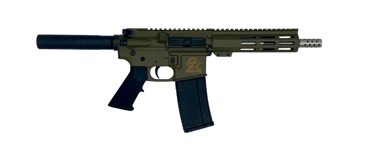 Great Lakes Firearms GL15223SSPODG AR-15 Pistol 223 Wylde 30+1 7.50″ Stainless Barrel, OD Green Rec, 7″ M-LOK Handguard, Buffer Tube (No Brace), Black A2 Grip