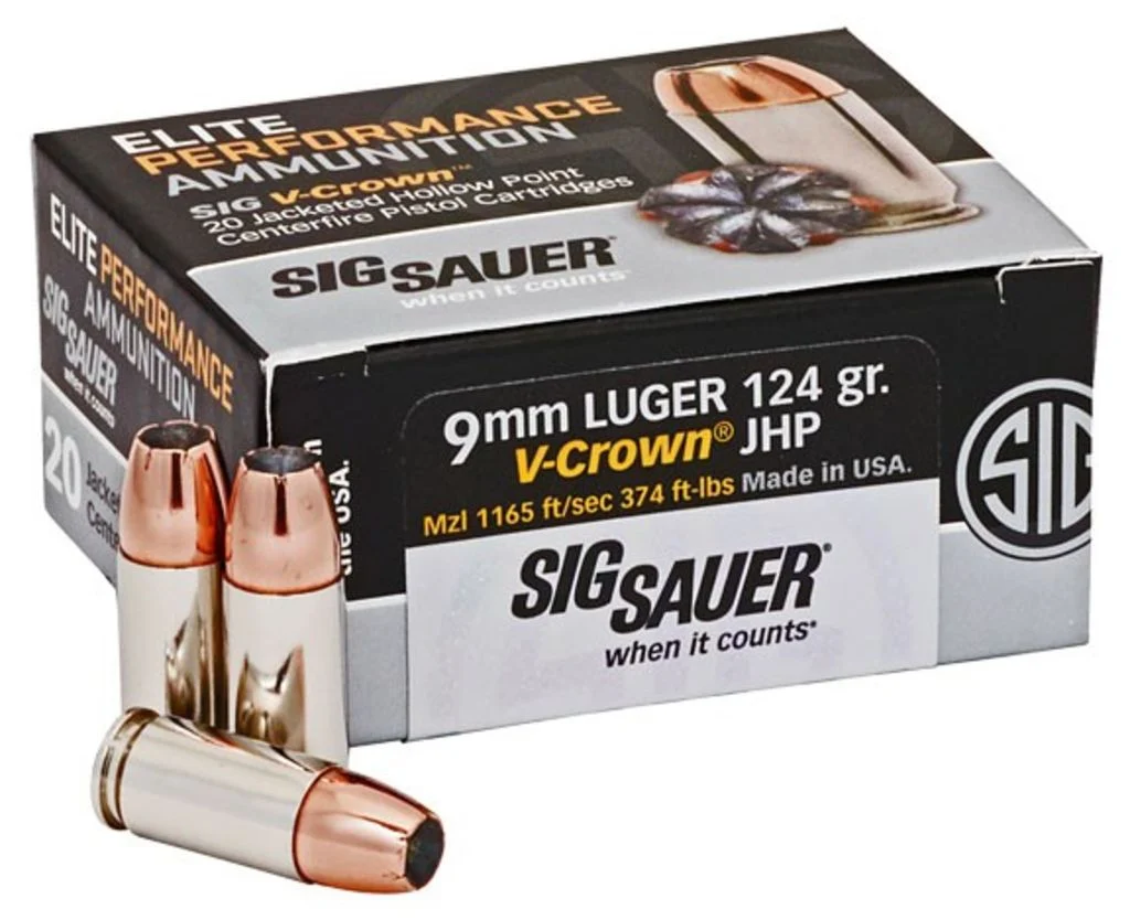 SIG 9MM 124GR V-CROWN 20RD