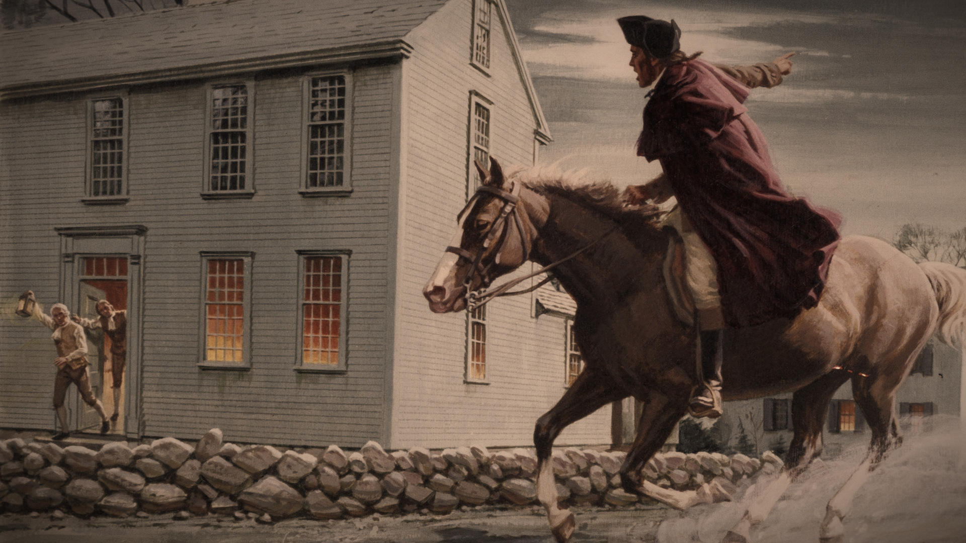 Paul Revere riding out to warn Lexington & Concord that
