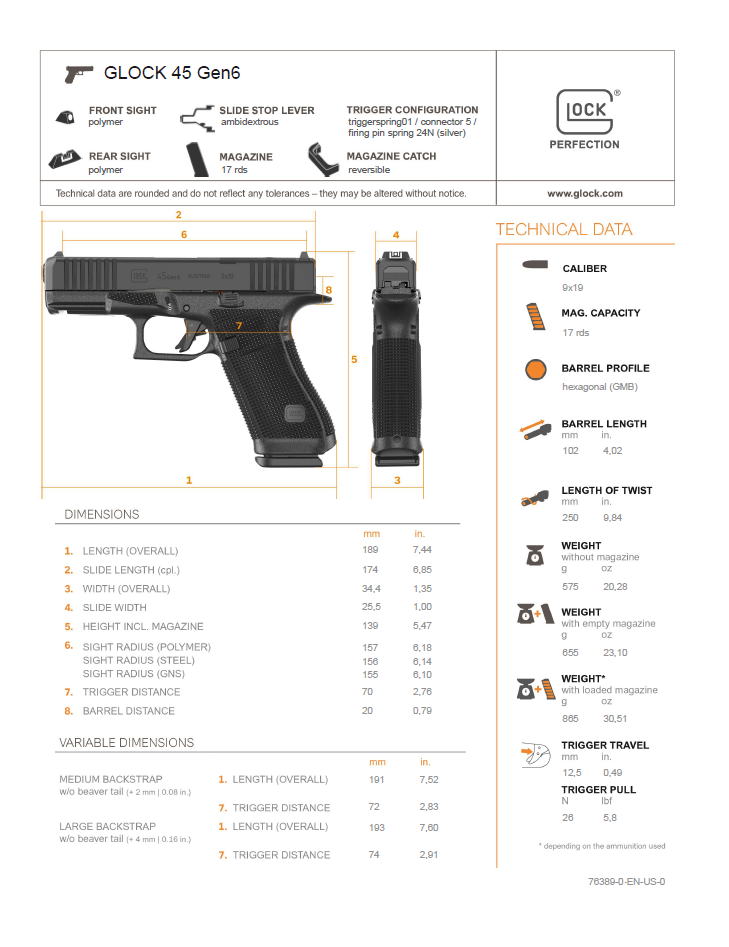 Glock g45 Gen6 9MM Pistol