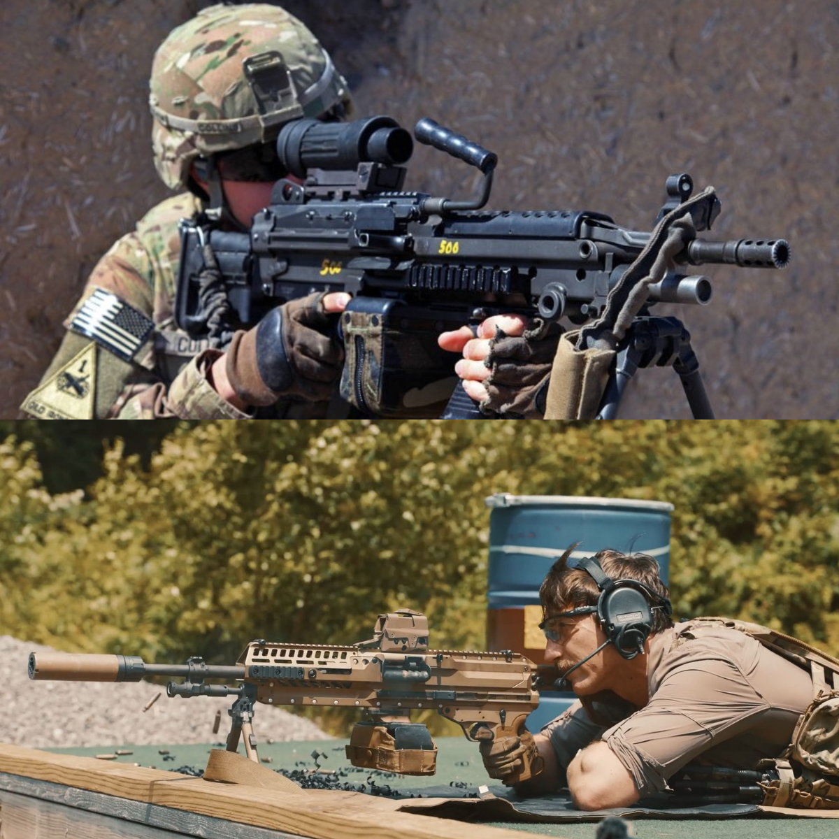 FN M249 Squad Automatic Weapon (Top) Sig Sauer M250 Squad Automatic Weapon (Bottom)