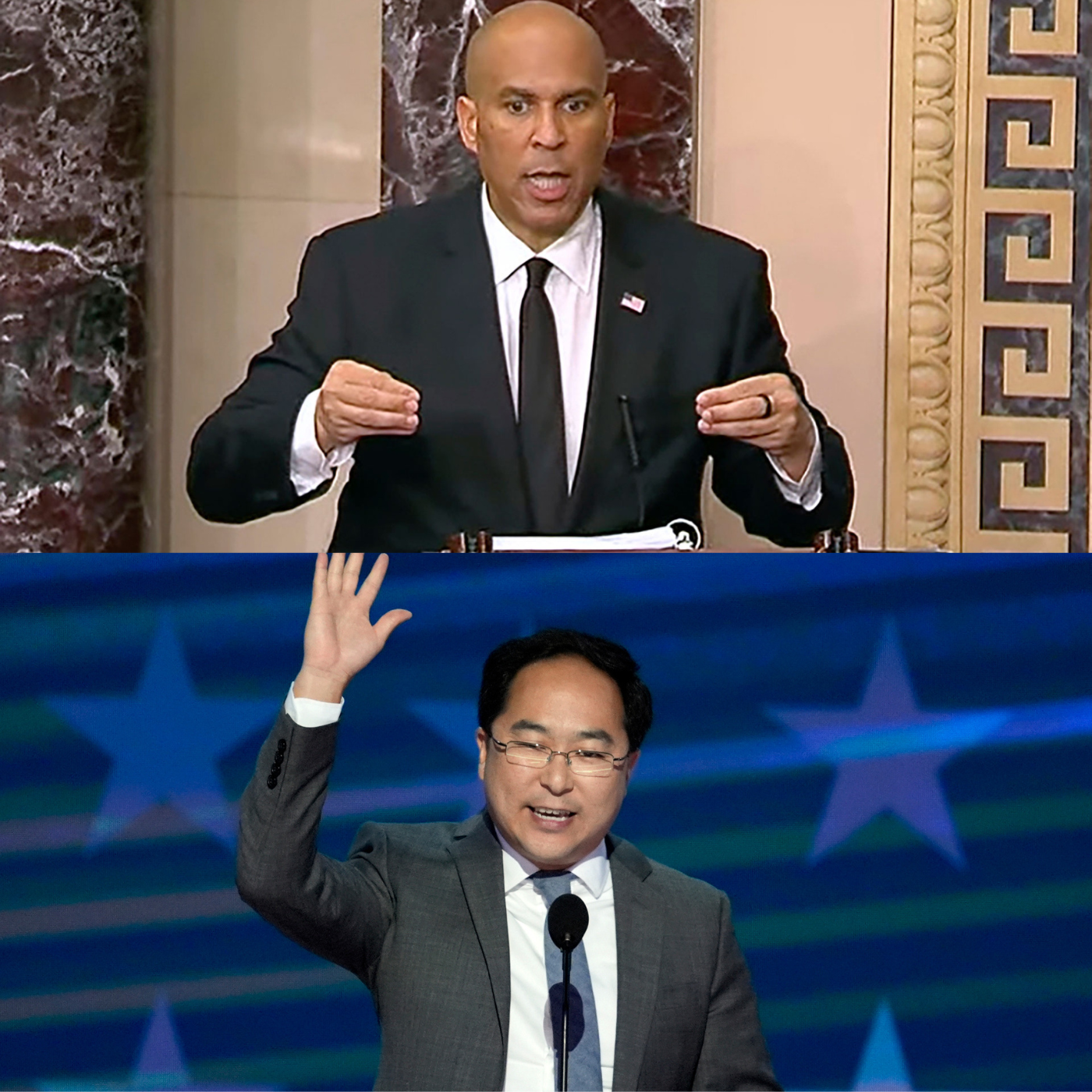 New Jersey Democratic Senators Cory Booker (Top) and Andy Kim (Bottom)
