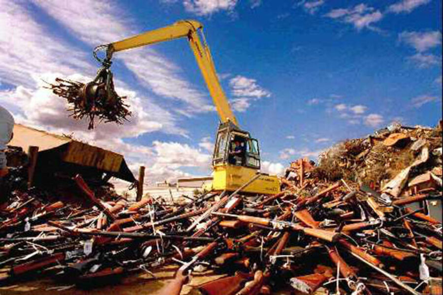 Guns being destroyed after the National Firearms Agreement following the Port Arthur Attack (1996)