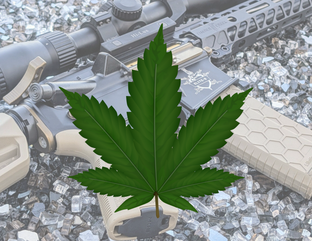AR-15 Rifle and a Weed Symbol
