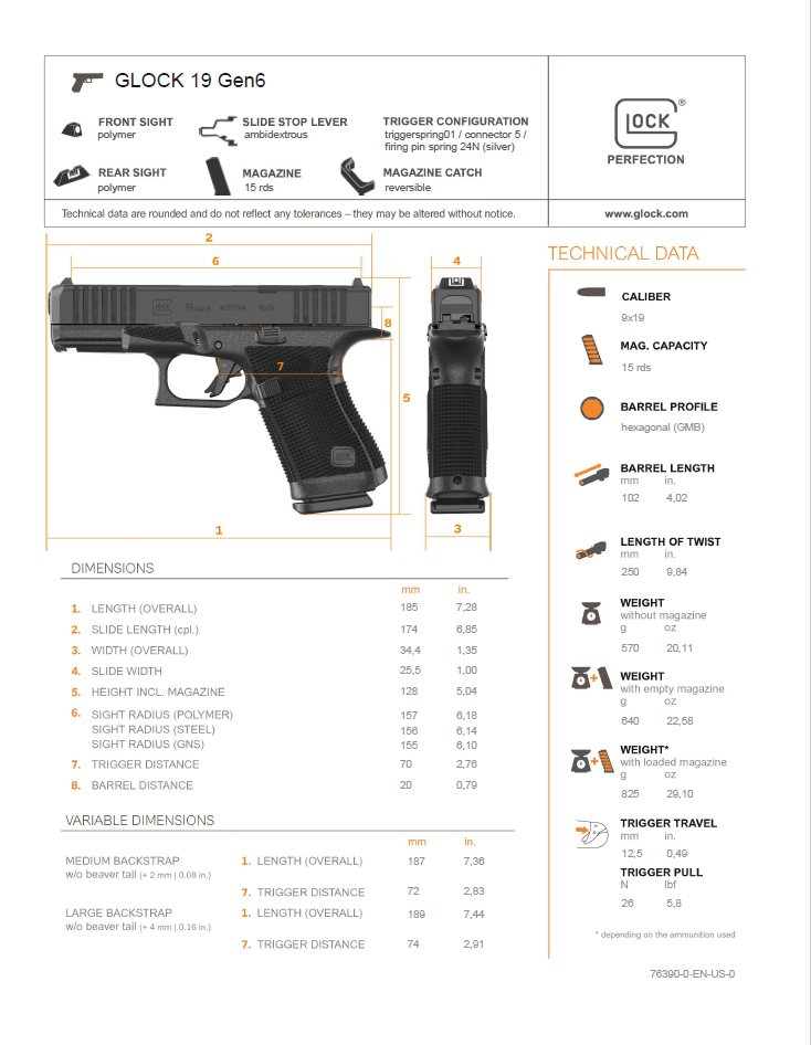 Glock g19 Gen6 9MM Pistol