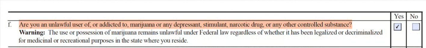 marijuana question on the 4473 form