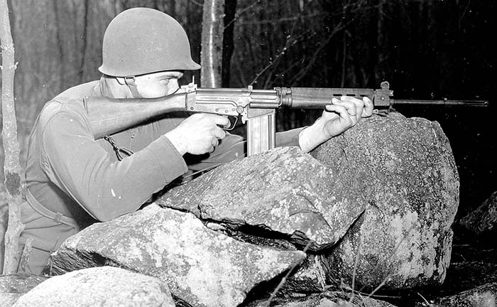US soldier using an H&R T48 during the 1954 trials