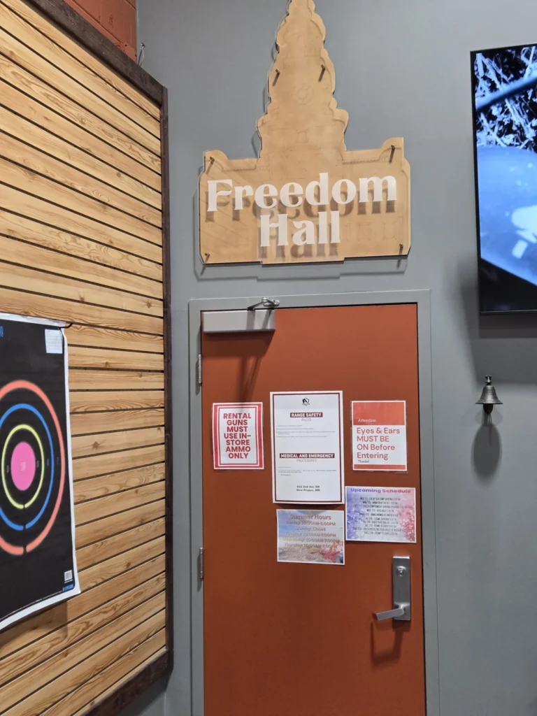 Freedom Hall sponsorship signage inside the 2 If By Sea Tactical range