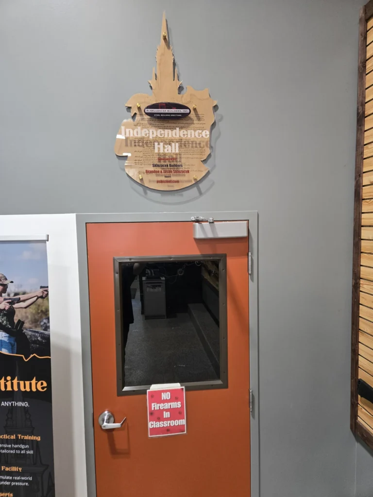 Sponsor signage in the Independence Hall classroom and event room