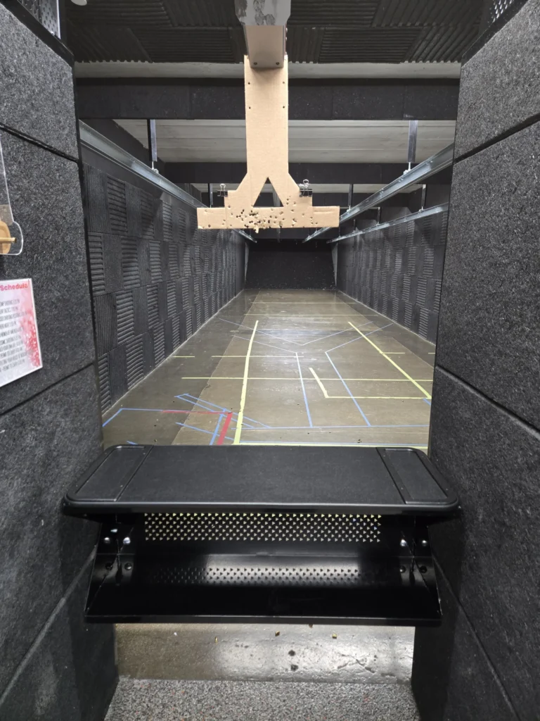 Individual shooting lane sponsorship area inside Freedom Hall