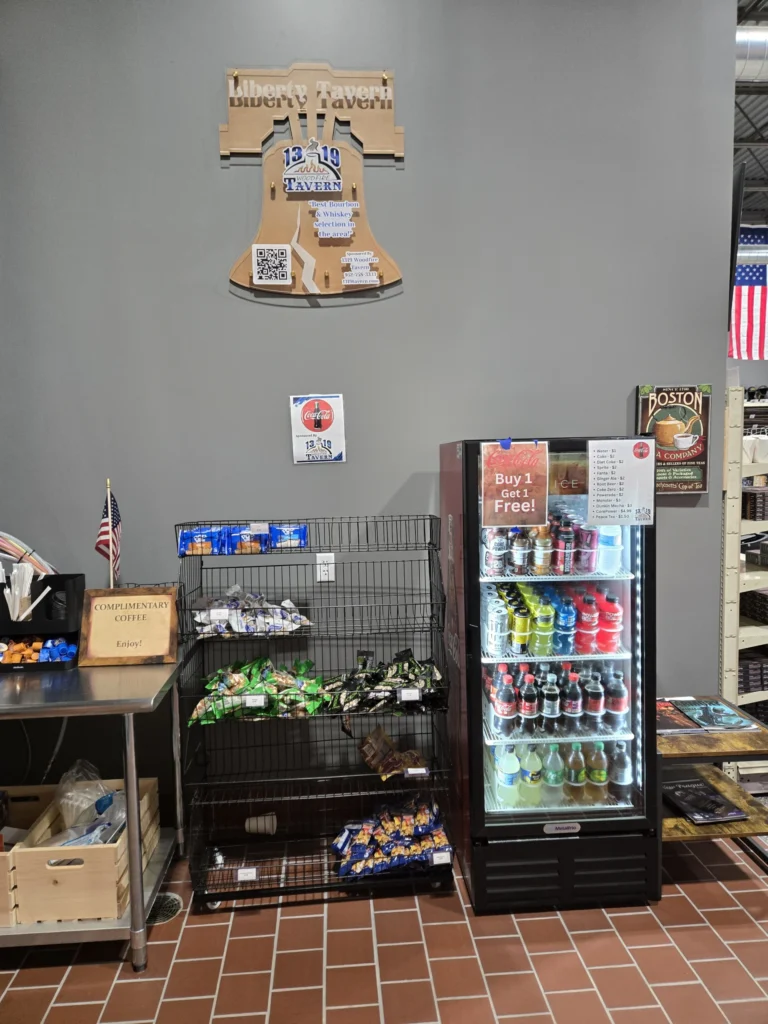 Sponsor signage in the Liberty Tavern refreshment lounge