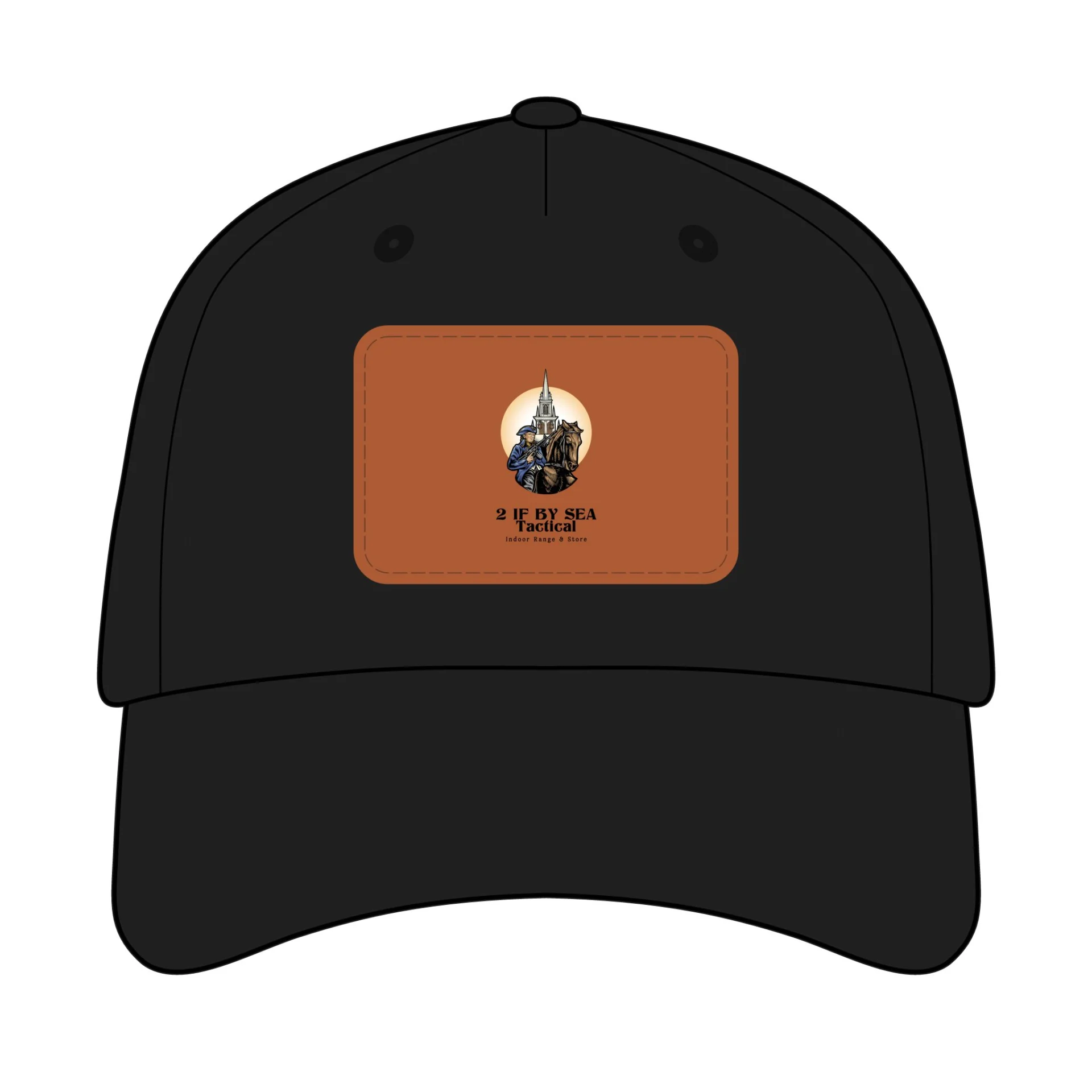 Mid Profile Baseball Cap with Leather Patch (Rectangle) gallery image 2