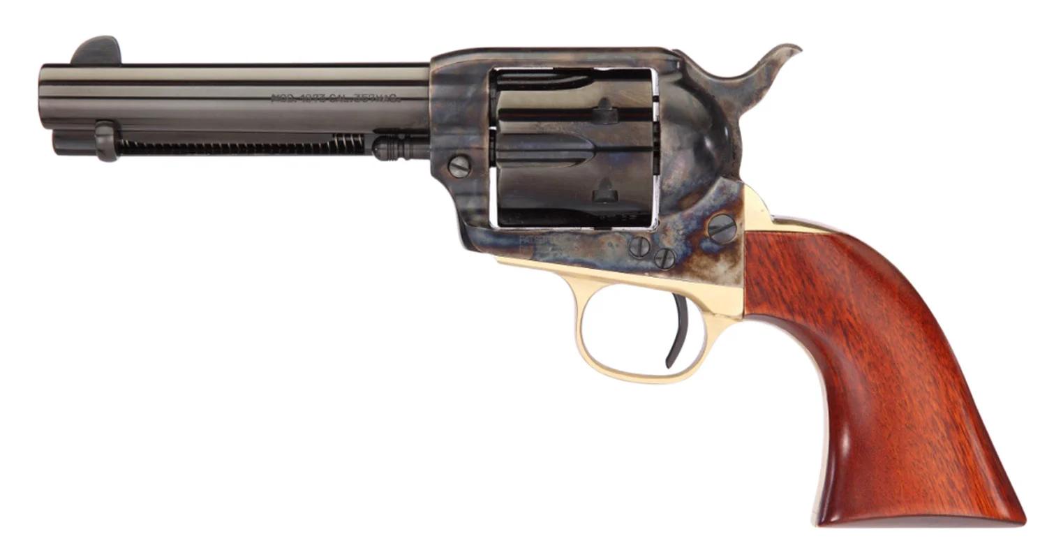 Taylors & Company 0440DE 1873 Ranch Hand Deluxe 357 Mag 6rd 4.75" Blued Cylinder & Barrel Color Case Hardened Steel Frame Walnut Navy Size Grip (Taylor Tuned)