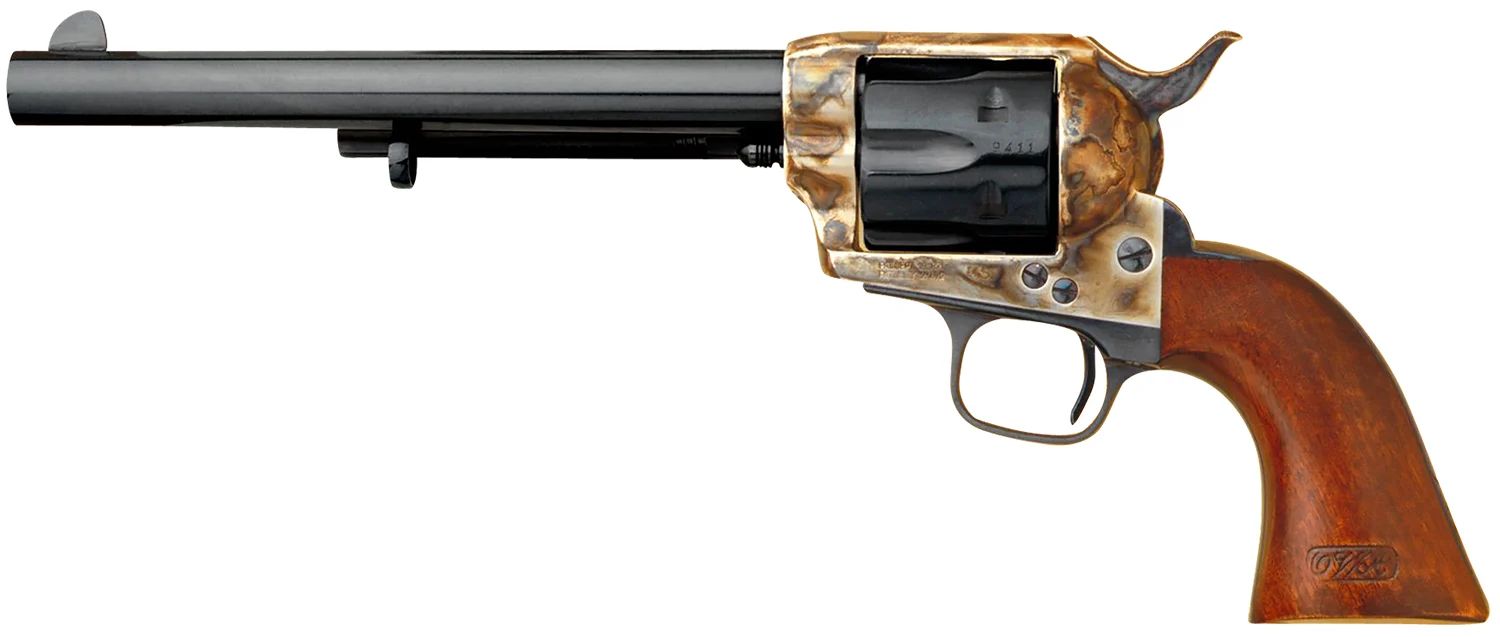 Cimarron CA514M00 Model P US Cavalry 45 Colt (LC) 6 Shot, 7.50" Blued Steel Barrel & Cylinder, Color Case Hardened Steel Frame, Walnut w/OWA Cartouche Stamp Grip, Exposed Hammer