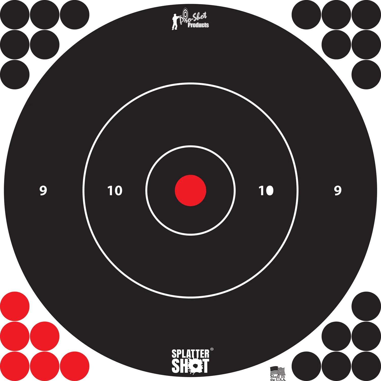 Pro-Shot 12BWHTE5PK SplatterShot Self-Adhesive Paper Black/White 12" Bullseye 5 Pack
