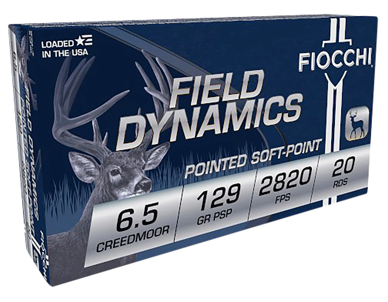 Fiocchi 65CMB Field Dynamics 6.5Creedmoor 129gr Pointed Soft Point 20 Per Box/10 Case