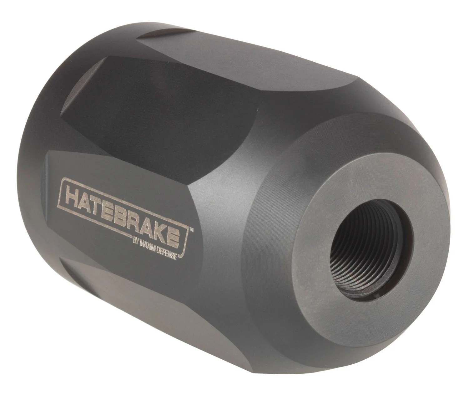 Maxim Defense MXM47707 Hate Brake Black DLC 17-4 Stainless Steel with 1/2"-28 tpi Threads, 2.40" OAL, 1.50" Diameter & Octagon Shape for 5.56x45mm NATO