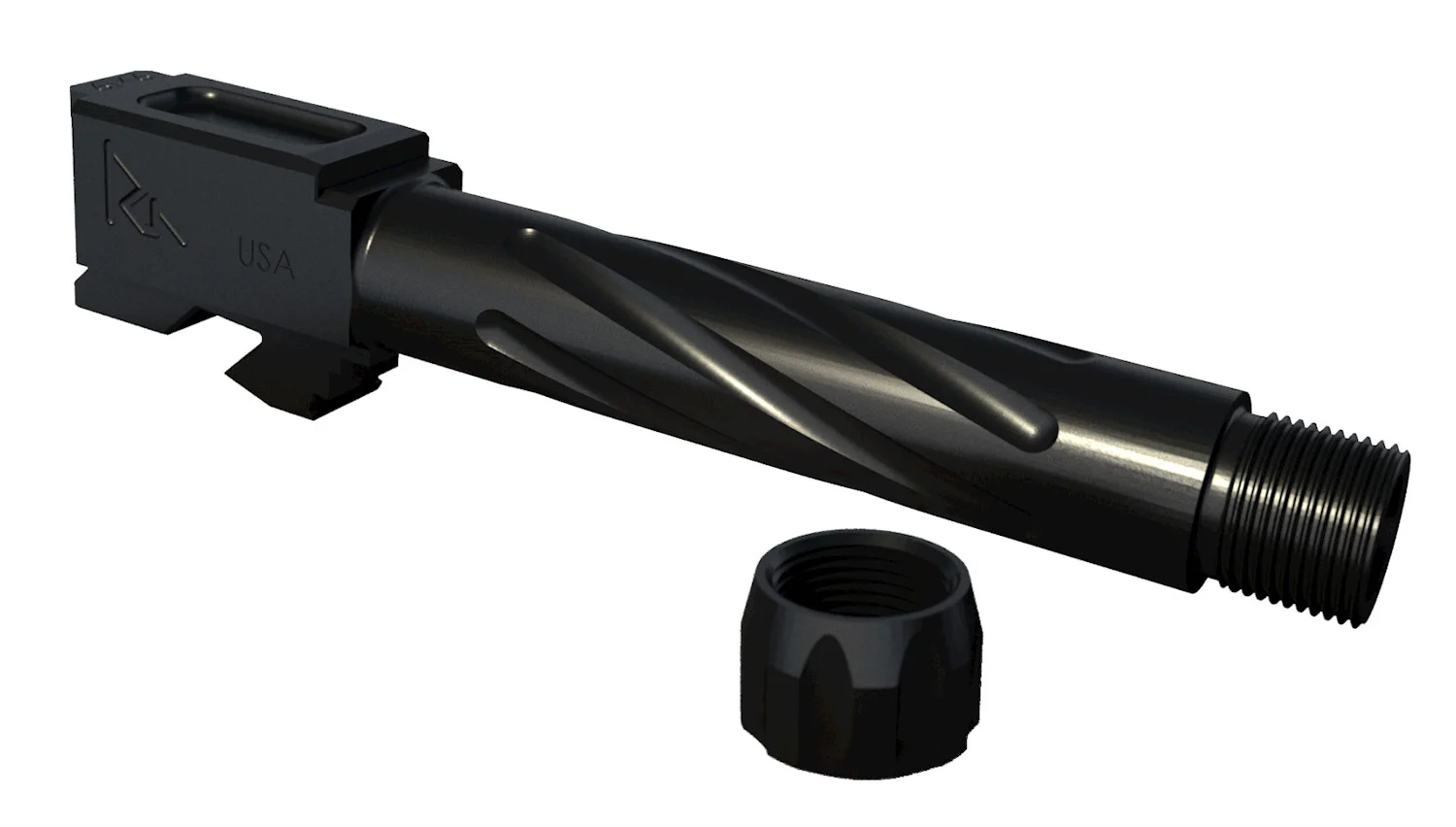 Rival Arms RA20G202A Precision 9mm Luger Compatible w/Glock 19 Gen3-4, 4.02" Fluted Threaded Black PVD Stainless Steel