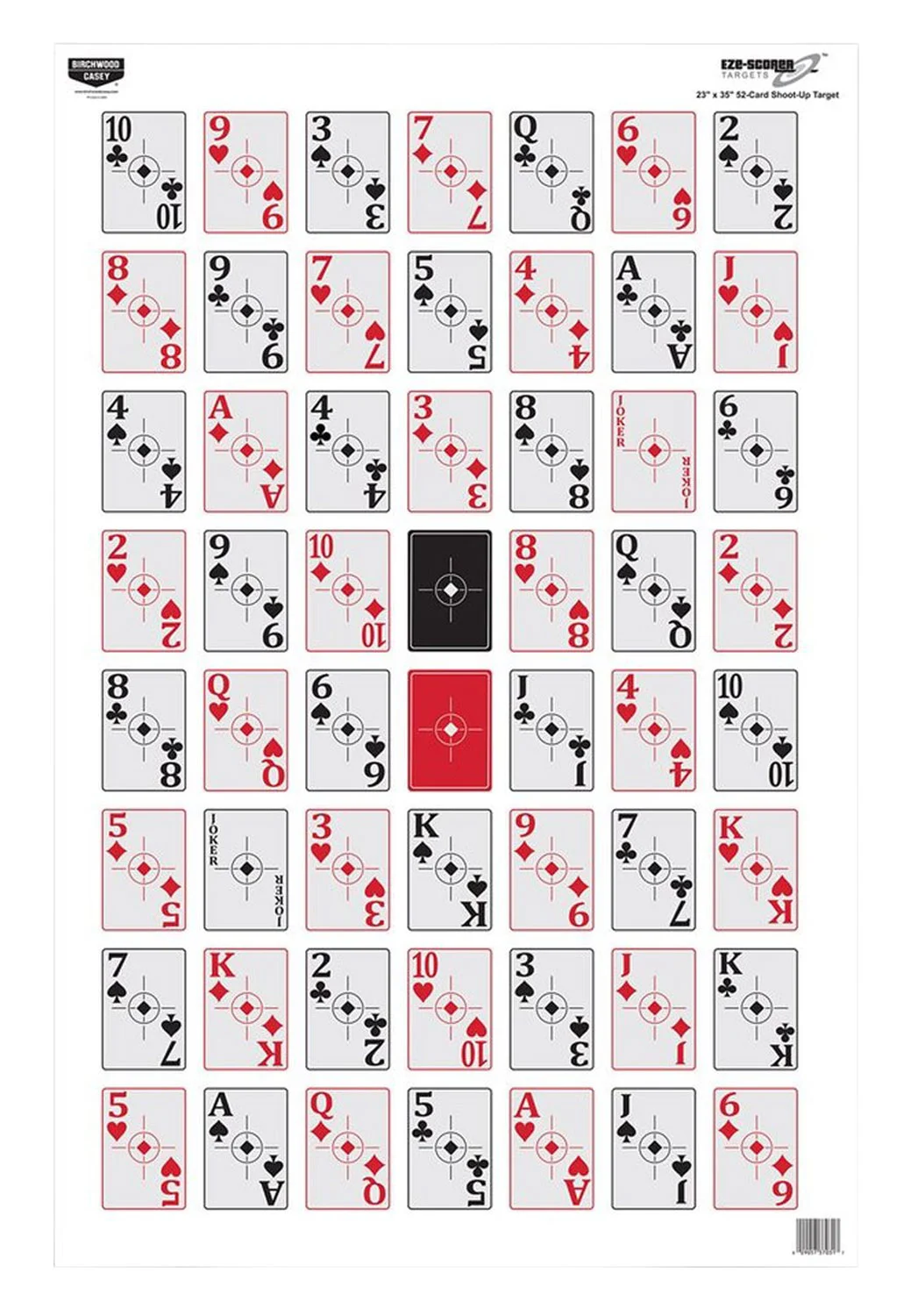 Birchwood Casey 37028 EZE-Scorer Playing Cards Paper Hanging 23" x 35" Black/Red 100 Per Pkg