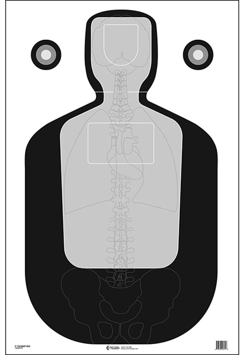 Action Target FTQ19ANTAV2100 Qualification Silhouette/Vitals Paper Hanging 23" x 35" Black/Gray 100 Per Box