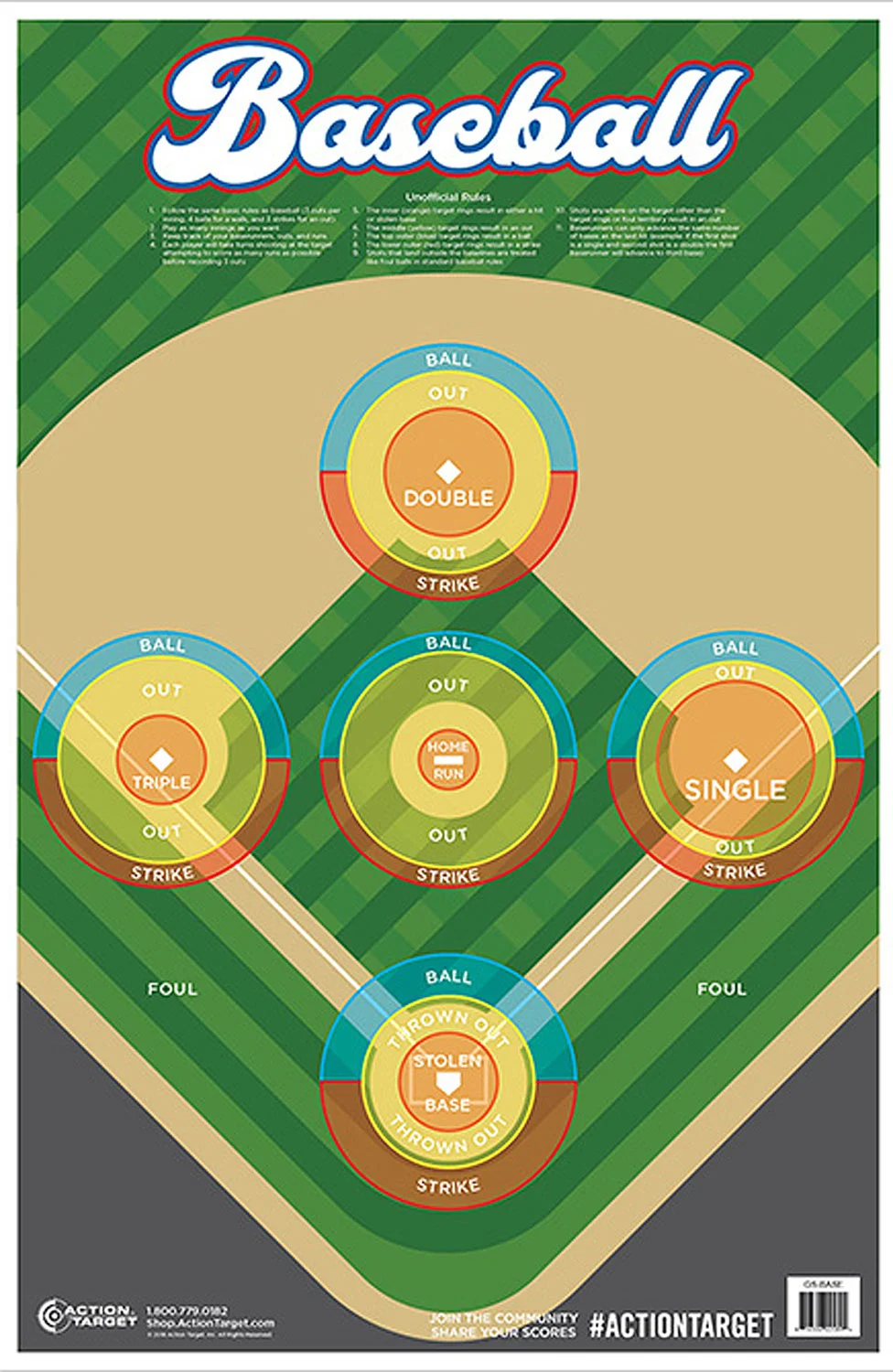 Action Target GSBASE100 Entertainment Ball Field Paper Hanging 23" x 35" Multi-Color 100 Per Box
