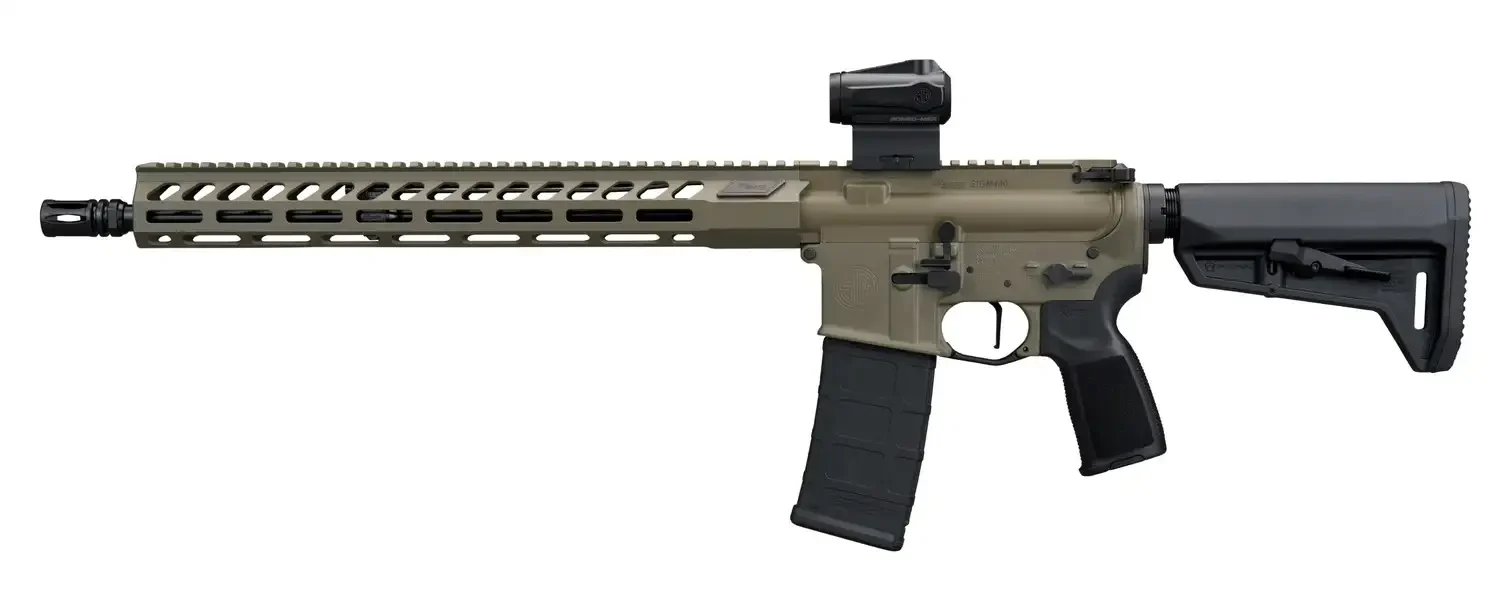 SIG SAUER M400 FORGE 5.56 RIFLE 16.5" BBL, MOSS GREEN, ROMEO MSR G2, TELESTOCK 1-30RD MAG