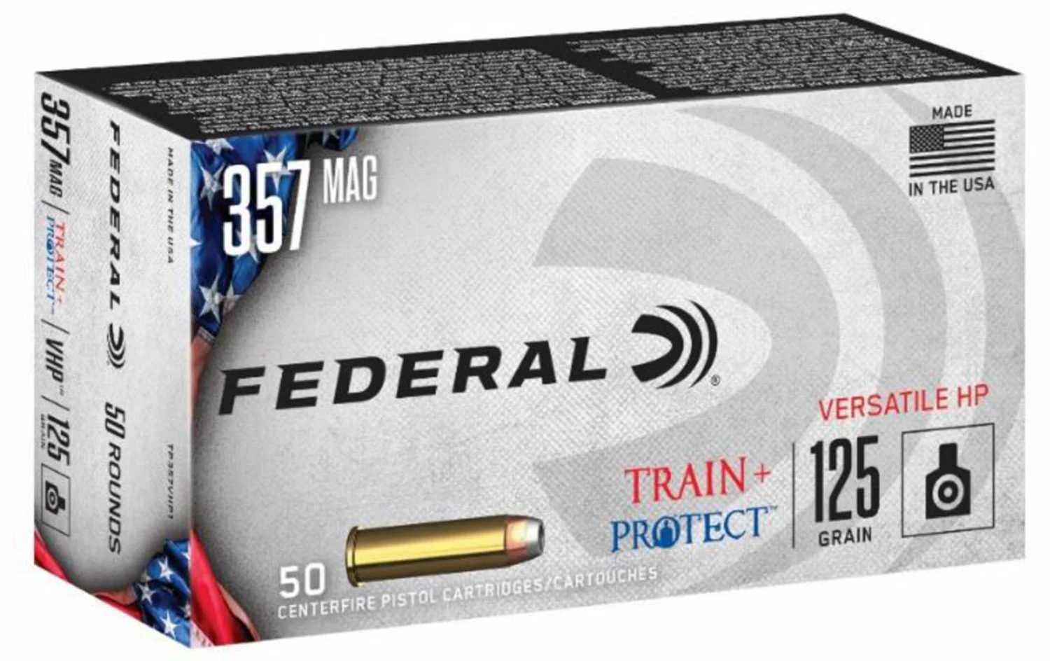 Federal TP357VHP1 Train + Protect 357Mag 125gr Versatile Hollow Point 50 Per Box/10 Case