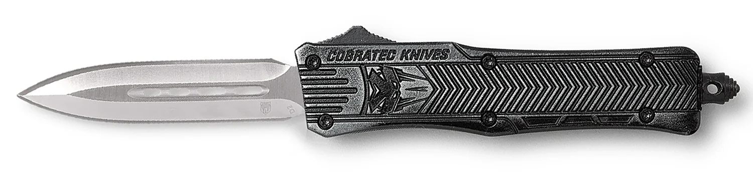 CobraTec Knives SSWCTK1SDAGNS CTK-1 Small 2.75" OTF Dagger Plain D2 Steel Blade/Stonewashed Aluminum Handle Features Glass Breaker Includes Pocket Clip