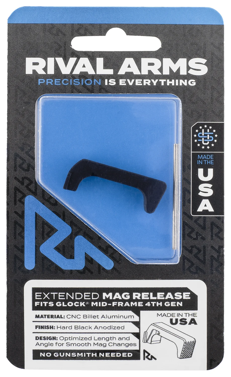 Rival Arms RA72G002A Magazine Release Glock Gen4 Extended Hard Black Anodized Aluminum