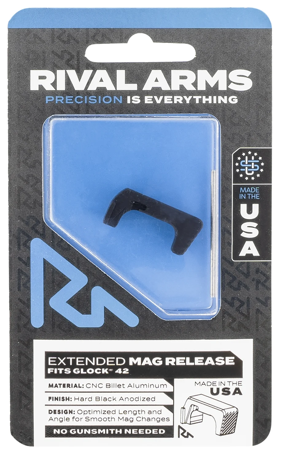 Rival Arms RA72S001A Magazine Release Sig P320 Extended Hard Black Anodized Aluminum