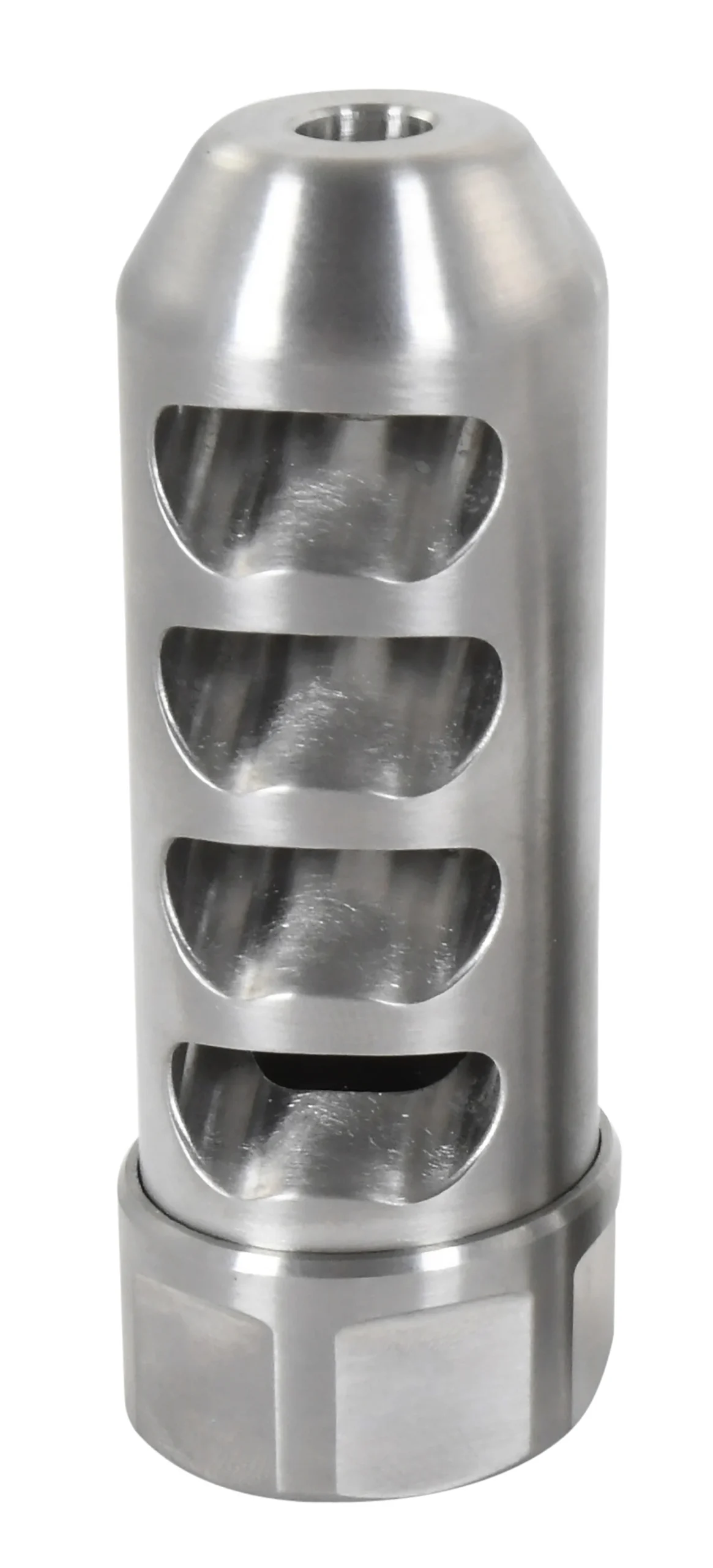 American Precision Arms G2F5838S Gen 2 Fat Bastard Self Timing Brake Stainless Steel with 5/8"-24 tpi Threads, 3.30" OAL & 1.115" Diameter for 338 Cal Rifle
