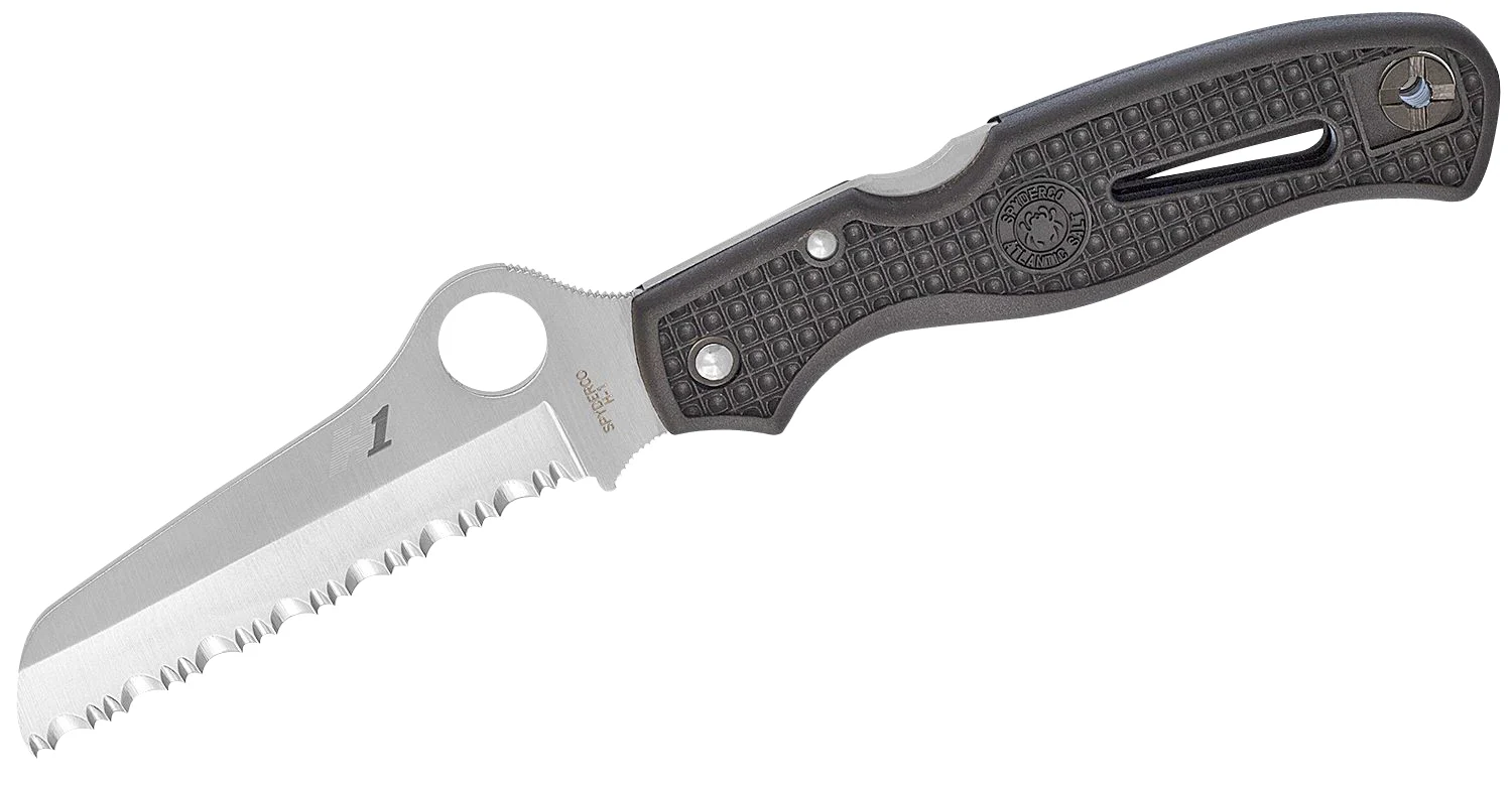 Spyderco C89SBK Atlantic Salt 3.69" Folding Sheepsfoot Serrated H1 Steel Blade Black Molded FRN Handle Includes Pocket Clip