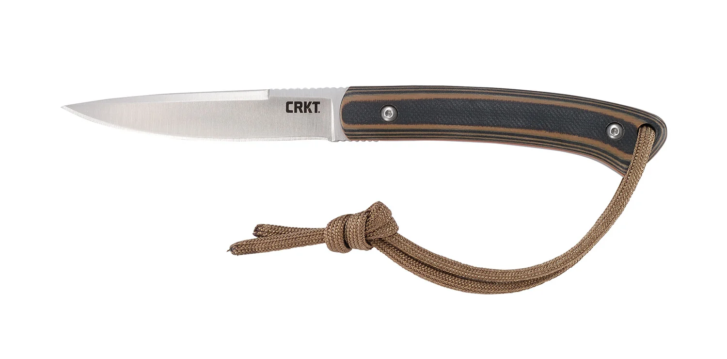 CRKT 2382 Biwa 3.02" Fixed Plain Satin 8Cr13MoV SS Blade/Black/Brown G10 Handle Includes Lanyard/Sheath
