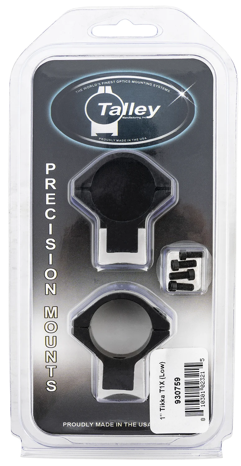 Talley 930759 Scope Mount/Ring Combo Black Anodized Aluminum 1" Tube Tikka T1/T1X Low Rings 0 MOA
