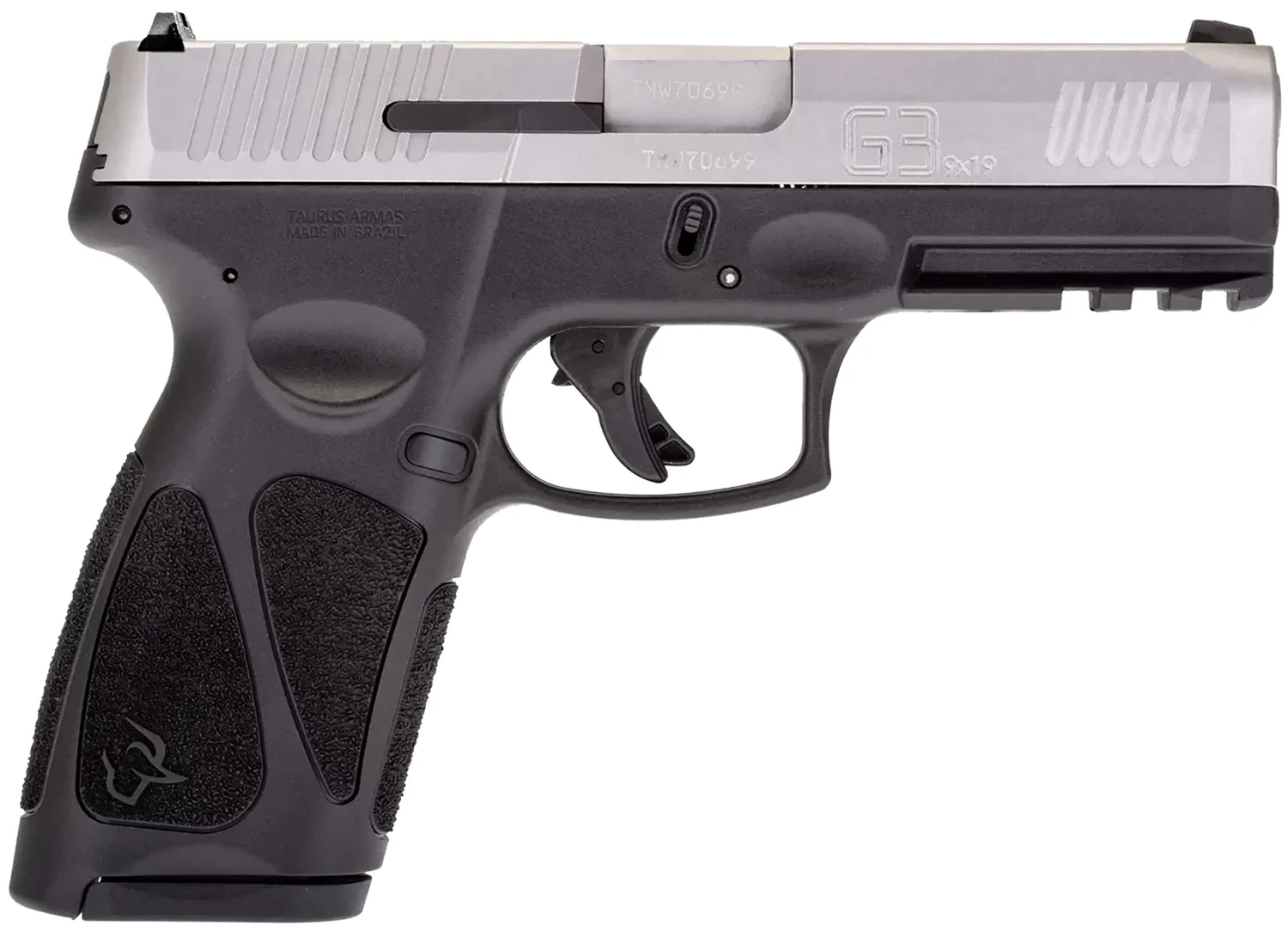 Taurus 1-G3B949-15 G3 Full Size Frame 9mm Luger 15+1 4" Matte Stainless Steel Barrel, Matte Serrated Stainless Steel Slide, Black Polymer Frame w/Picatinny Rail, Polymer Grip, Right Hand