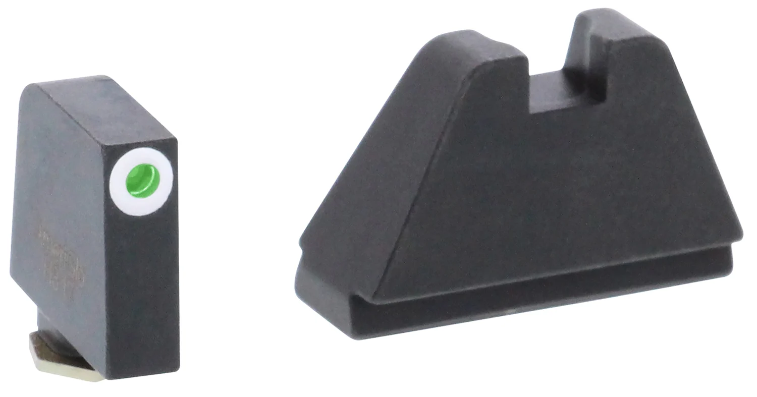 AmeriGlo GL482 Optic Compatible Sight Set for Glock 5XL Tall Green Tritium White Outline Front Sight-Black Rear Sight