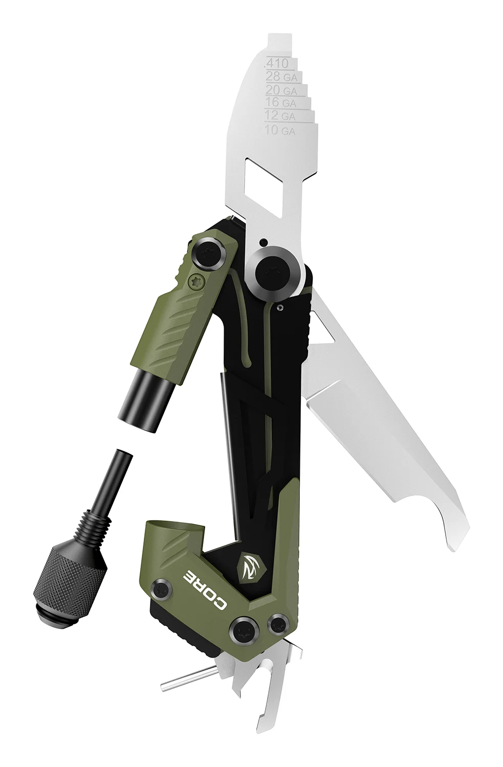 Real Avid AVGTCORSG Core Gun Tool Shotgun Olive Green/Black Stainless Steel Folding 1.50" Shotgun