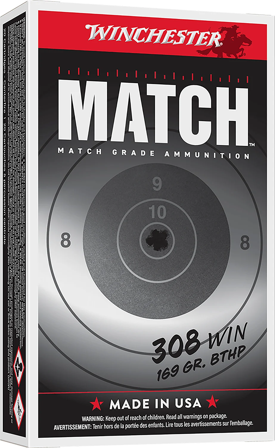 Winchester Ammo S308M2 Match Elite Marksman 308Win 169gr Sierra MatchKing BTHP 20 Per Box/10 Case