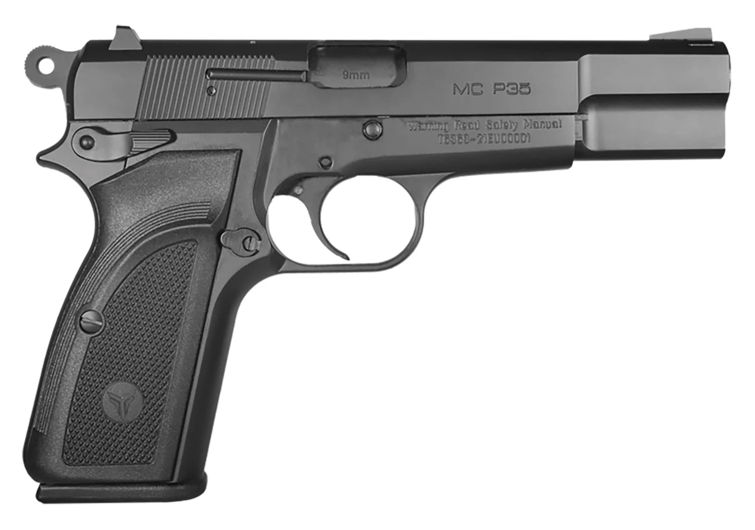 EAA GIRSAN 390450 MC P35 9mm Luger 15+1, 4.87" Black Steel Barrel, Black Serrated Steel Slide, Matte Black Steel Frame Black, Checkered Polymer Grip, Ambidextrous