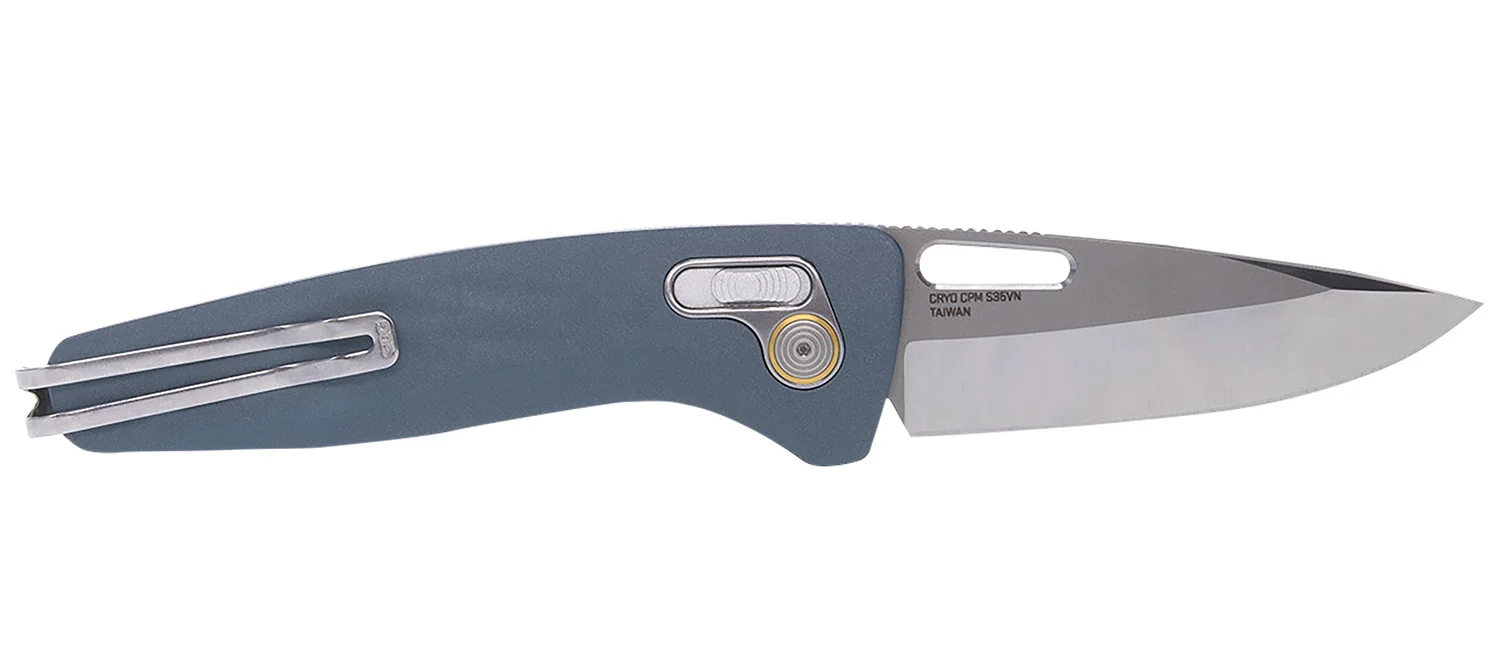 S.O.G SOG12730457 One-Zero XR 3.10" Folding Plain Satin/Polished Cryo CPM S35VN Steel Blade/ Smoke Gray Sculpted Aluminum Handle